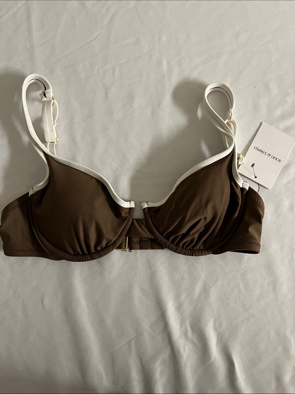 Solid and striped bathing suit top SMALL